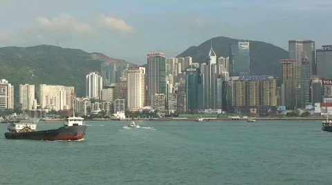 Hong Kong Harbor During Day with Boats – Time Lapse Stock Footage