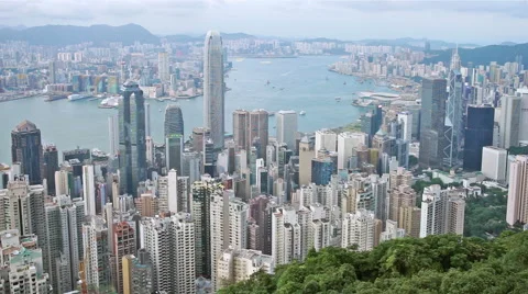 Hong Kong harbour view from the peak Stock-Footage 50893317