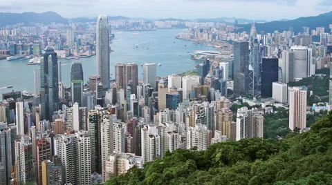 Hong Kong harbour view from the peak 库存影片 50894606