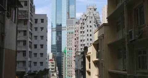 Hong Kong, Hong Kong, residential and business office business Stock Footage