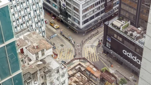 Hong Kong Intersection from Above Stock Footage 87249118
