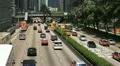 Hong Kong Island Skyline, Admiralty District, Tram, Car Traffic Bus, Commuters HD Footage