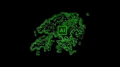 Hong Kong Map AI Chipset Technology Opener Vídeo Stock 337055780
