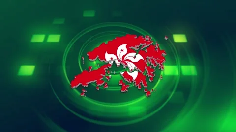 Hong Kong Map and Flag Background Stock Footage 344028190