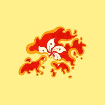 Hong Kong - Map colored with flag Stock Illustration