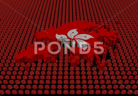 Hong kong map flag with dollar symbols on black illustration Stock Illustration