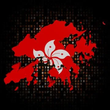 Hong Kong map flag on hex code illustration Stock Illustration