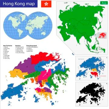 Hong Kong map Stock Illustration