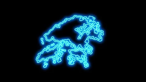 Hong Kong Map Outline Neon Lights Stock Footage 332849614