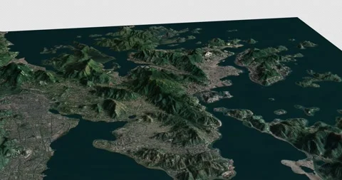 Hong Kong map rotate 360 loop ccw with 3d relief 4K satellite ground height Stock Footage 215788702