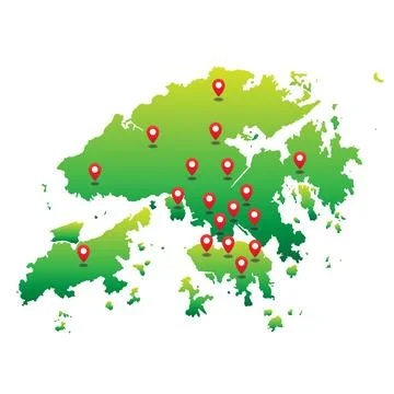 Hong Kong map with state location Stock Illustration