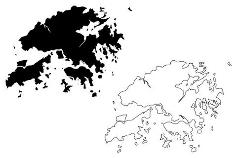 Hong Kong map vector Stock Illustration