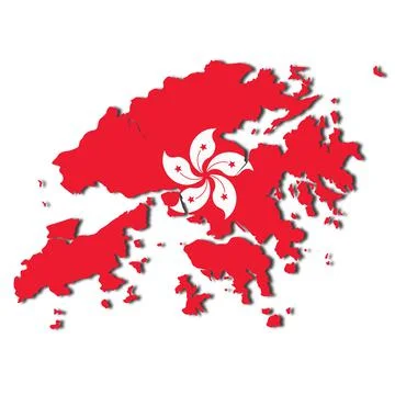 Hong Kong map on white background with clipping path to remove shadow 3d Stock Illustration