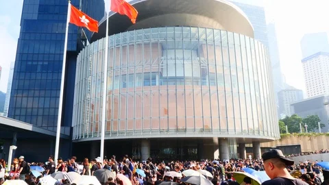 Hong Kong Mass Protest Crowds Sit In Vidéo 111815686