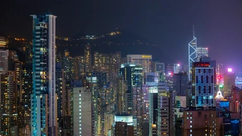 HONG KONG - MAY 2018: Rooftop timelapse view of Causeway Bay and Wan Chai Stock Footage 102631229