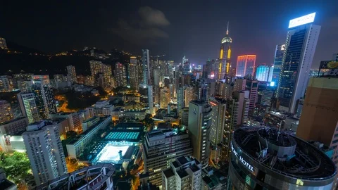HONG KONG - MAY 2018: Rooftop timelapse view of Causeway Bay and Wan Chai Stock Footage 102631632