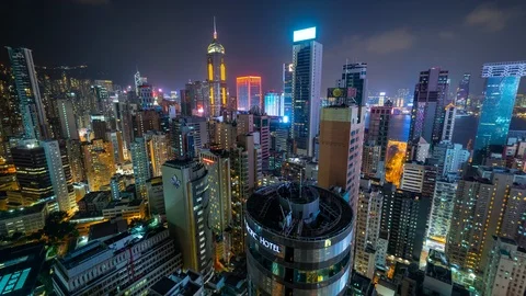 HONG KONG - MAY 2018: Rooftop timelapse view of Causeway Bay and Wan Chai Video stock 102632289