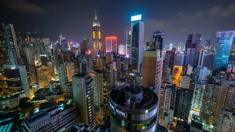 HONG KONG - MAY 2018: Rooftop timelapse view of Causeway Bay and Wan Chai Video stock 102632729