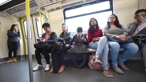 HONG KONG metro train Stock Footage 77155241
