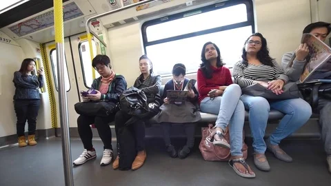 HONG KONG metro train Stock Footage 77155278