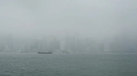 Hong Kong in the mist Stock Footage 48984015