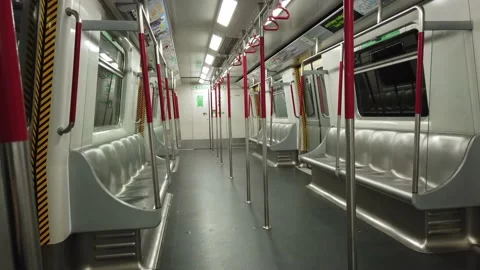 Hong Kong MTR Train Compartment without Passenger 2 Stock Footage 228802488