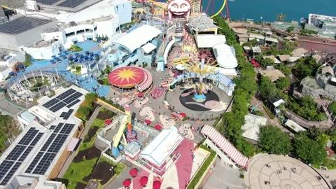 Hong Kong new Ocean park amusement park, Aerial view. Stock Footage