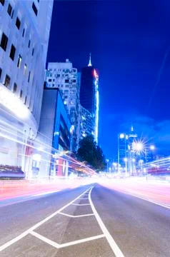 Hong Kong Night Car Trail Stock Photos