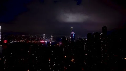 Hong Kong at night, drone view (2of2) Stock Footage 337760830
