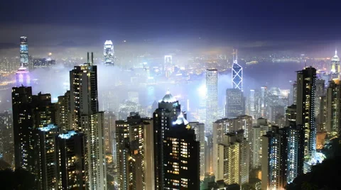 Hong Kong at night Stock Footage 2565564