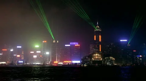 Hong Kong at Night Stock Footage 10905732