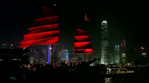 Hong Kong at Night Stock Footage 10905866