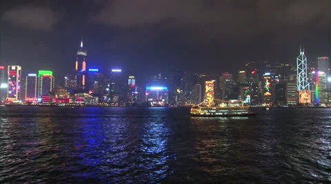Hong Kong at night Stock Footage 26631698