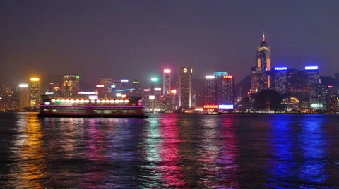 Hong Kong at night Stock Footage 42500653