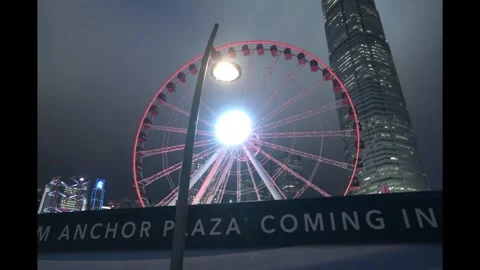 Hong Kong night hyperlapse of wheel - 4k Stock Footage 280310977