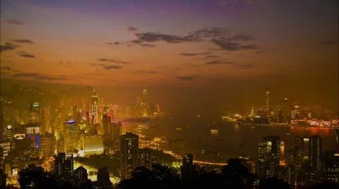 Hong Kong night scene Stock Footage 1099247