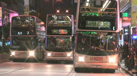 Hong Kong night scene on Nathan road in Hong Kong Stock Footage