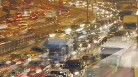 Hong Kong Night Traffic Stock Footage 5299569
