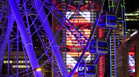 Hong Kong observation wheel, and HSBC building, Hong Kong, China. Stock Footage 59132565