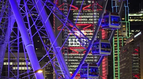 Hong Kong observation wheel, and HSBC building, Hong Kong, China. Stock Footage 59132567