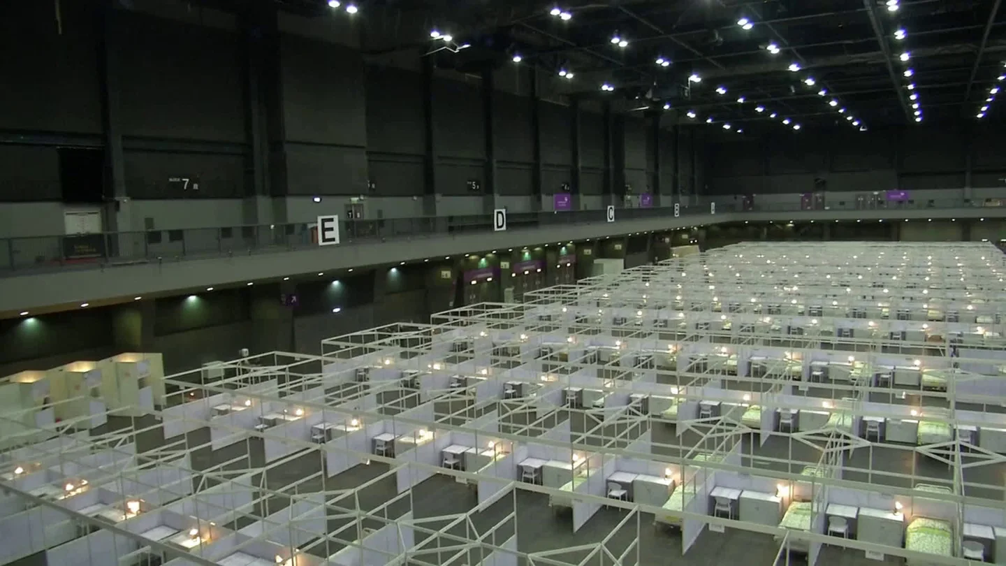 Hong Kong Opens New Treatment Facility As Coronavirus Cases Rise Stock Footage