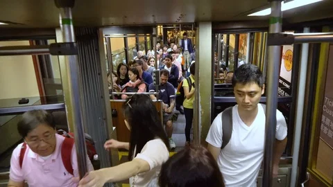 Hong Kong Peak Tram Inside Interior View Stock Footage 92053085
