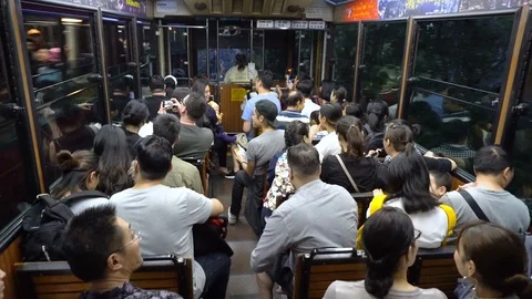 Hong Kong Peak Tram Inside Interior Stock Footage 92053516