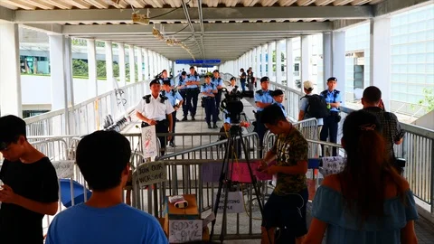 Hong Kong Protest Checkpoint Stock-Footage 112108518