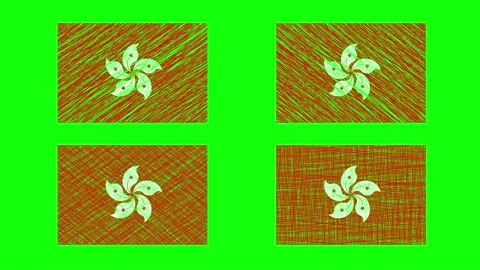 Hong kong Scribble Animation on Green Screen Background. Looping seamless a.. Stock Footage 228144735