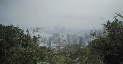 Hong Kong skyline in the clouds Stock Footage 99715628
