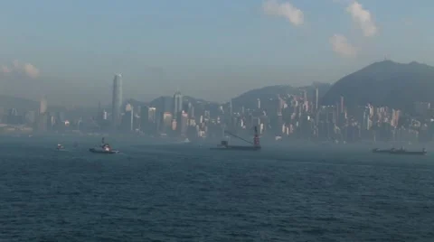Hong Kong Skyline Distant Video stock 41536096