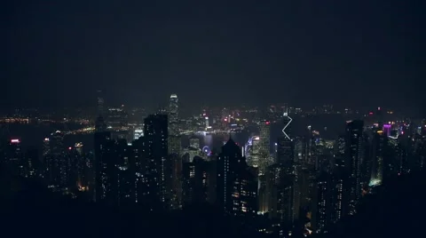 Hong Kong Skyline at Night Stock Footage 68910132