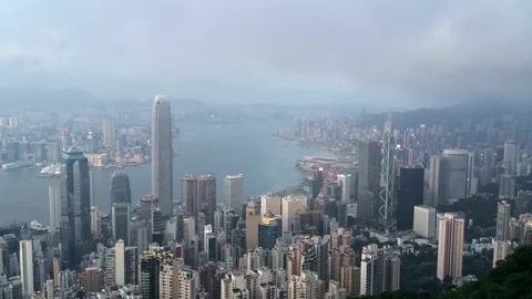 Hong Kong Skyline, Timelapse Sunset from Victoria Peak Stock Footage 121925012