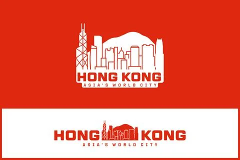 Hong Kong skyline vector logo Illustrazione stock